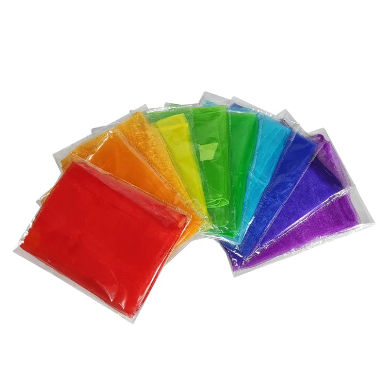 Bunte Polyester Rayon 60*60cm quadratische transparente Tanz schals Kinder Seide Halsband Schal für darstellende Kunst