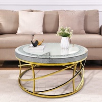 Table basse en verre miroir doré argenté canapé et centre de thé meubles de maison avec tapis et matelas