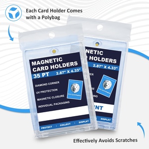 Lot de 25 porte-cartes magnétiques à une touche, étuis de rangement rigides en plastique pour collection de cartes de sport, football, baseball - Product Image 3