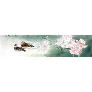 전통 중국 손으로 그린 맞춤 아트 벽 디자인 꽃과 새 풍경 그림