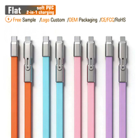Câble USB Type-C 2-en-1 en cuivre pur et PVC souple, 1,2 m, OEM personnalisé, charge rapide PD 3A pour iOS, ordinateur, téléphone portable, appareil photo