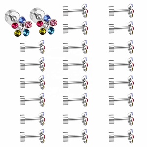 Ason đồ trang sức cổ điển Thép không gỉ hoa hình dạng Zircon Stud Bông tai giá rẻ vít cắm Bông tai - Product Image 2