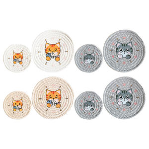 Mignon Kitty <span class=keywords><strong>chat</strong></span> boisson Boho coton corde tasse sous-verres pour boissons tapis absorbant tissé <span class=keywords><strong>manique</strong></span> bureau café - Product Image 2