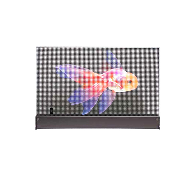 Transparent Holographic Mesh Screen Hologram Transparent Led Film Screen Glass Display Cabinet with Led Lights