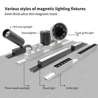 Nouveau Système d'Éclairage Magnétique Encastré LED pour Plafond, Rail Magnétique Ultra-Mince, Spot Magnétique pour Restaurant