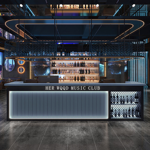 Nhà hàng phong cách công nghiệp quầy bar tiếp tân bàn Retro tiền mặt đăng ký sắt bi-a hội trường cong góc quầy bar - Product Image 5