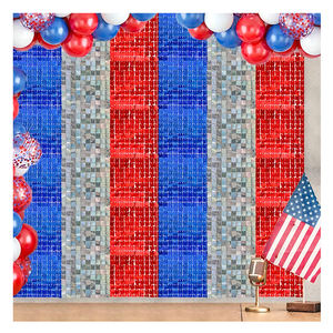 Panneau mural carré à paillettes scintillantes pour le 4 juillet et la Saint-Valentin, 30x30cm, rouge, argent, bleu, pour le Jour de l'Indépendance et le Jour commémoratif - Product Image 1