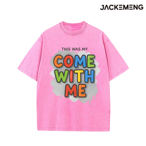 Camiseta Oversize de Algodón Lavado con Estampado 'Come With Me', Estilo Retro Urbano, para Uso Diario Informal, Venta al por Mayor desde Almacén en EE. UU. - Product Image 5