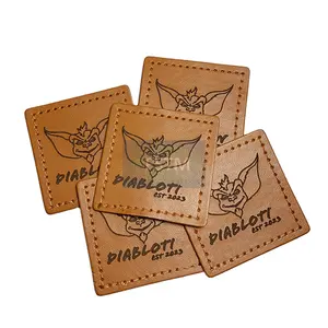 Custom clothing embossed leather patch Multi-color leather label Clothing label can be attached and stitched patch label