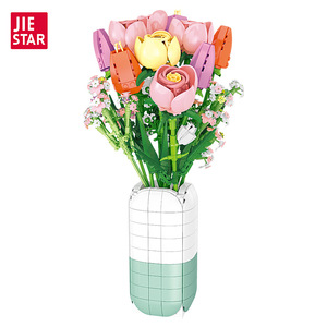 JJ9065 Mini ABS blocchi di costruzione Set di <span class=keywords><strong>fiori</strong></span> giocattolo educativo blocchi di costruzione <span class=keywords><strong>fiori</strong></span> decorazione <span class=keywords><strong>Puzzle</strong></span> 3d - Product Image 5