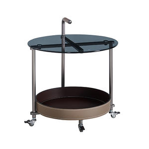 <span class=keywords><strong>Table</strong></span> basse moderne en verre trempé avec pieds en métal |   <span class=keywords><strong>Table</strong></span> basse ronde à roulettes avec système de poussée et de traction - Product Image 2