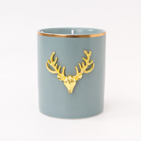 Vente chaude De Luxe Personnalisé À La Main Elk Corne En Céramique Aromathérapie Bougie Pot Nouvelle Paraffine Cire Ménage Chambre Sommeil