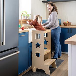 JQ Toddler Kitchen Helper <strong>Folding</strong> Montessori Adjustable Complete Children Kids Learning Tower <strong>Wooden</strong> <strong>Step</strong> <strong>Stool</strong> 2025 - Product Image 2