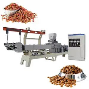 best twin screw kibble dog food machine processing plant dry pet dogs feed making extruder