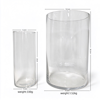 Vase cylindrique en verre transparent, grand récipient rond pour fleurs, bougeoir flottant pour centre de table de mariage et décoration de fête
