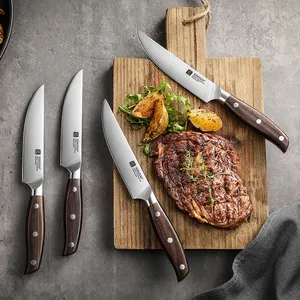 2022 yeni gelenler yüksek kaliteli alman paslanmaz çelik mutfak bıçakları restoran biftek bıçağı kırmızı sandal ağacı kolu