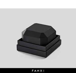 FANXI Custom logo <b>Black</b> Microfiber Jewelry <b>Box</b> Ring Earrings Pendant Necklace <b>Box</b> Jewelry Packaging Octagonal <b>Box</b> - Product Image 6