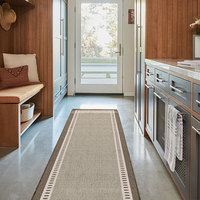 Linen Texture Long Kitchen Floor Mat, Anti-slip Absorbent Runner Rug, Dirt Resistant Wash-free Household Doorway Foot Pad