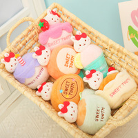 Porte-clés en peluche mignon en forme de lapin avec nœud, pendentif doux et moelleux en forme de beignet, gâteau, thé au lait, sucette, pâtisserie, broderie et texte 'Sweet Tooth'