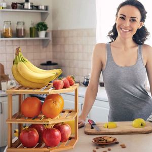 Bamboo <b>Corner</b> Shelf with 3 Tier <b>Kitchen</b> <b>Corner</b> Plate Rack Cabinet Organizer Pantry Organization and <b>Storage</b> - Product Image 4