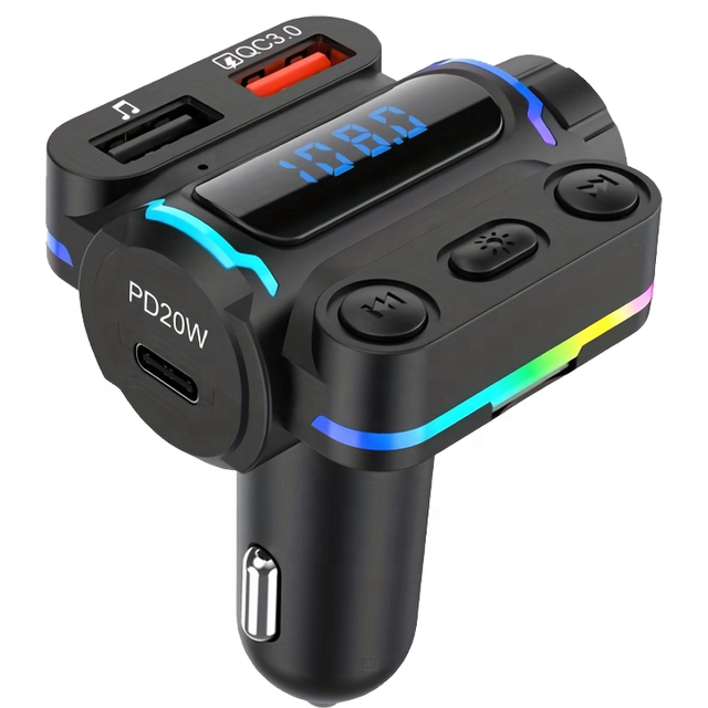 PD20W QC3.0 Bluetooth Car Mp3 FM Transmitter Modulator Colorful QC3.0 Type C Dual USB Car Charger Mp3 Player