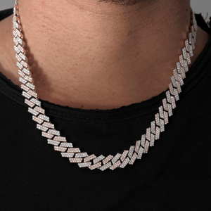 Classic <b>Solid</b> Two Tone 10mm Vvs Hip Hop Iced Out Cuban <b>Necklace</b> 925 Sterling <b>Silver</b> Brilliance Cuban Link Chain - Product Image 3