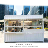 Nouvelle boutique de café portable en acier préfabriqué de 20 pieds avec système de ventilation à 4 fenêtres latérales ouvertes, maison conteneur avec auvent