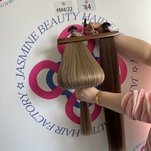 ต่อผมจากรัสเซีย # ผมต่อแบบเคราตินชนิดปลายแบนมองไม่เห็น 4 เส้น รุ่น M4/22 แบบ Pre-Bonded ผสมผมแท้สี 4/22  จัดเรียงเกล็ดผม - Product Image 5