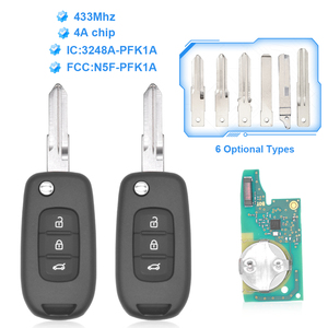 Clé de voiture télécommande PCF7961M <span class=keywords><strong>2</strong></span>/3 boutons 433 MHz pour Renault <span class=keywords><strong>Sandero</strong></span> <span class=keywords><strong>Dacia</strong></span> Logan Lodgy Dokker Duster Symbol Trafic 2012-2018 - Product Image 1
