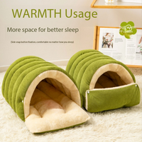 Nouveau lit pour chat automne-hiver : Maison pour chat fermée, amovible et lavable, pour la sécurité et la chaleur hivernale, nid de sommeil pour animaux de compagnie.