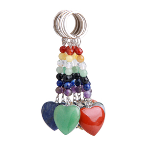 Bán Buôn Tinh Thể Tự Nhiên Trái Tim Đá Quý <span class=keywords><strong>Keychain</strong></span> 7 Chakra Chữa Bệnh Rose Quartz Đá Key Quyến Rũ Quà Tặng - Product Image 1