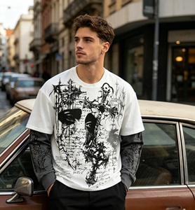 Felpa da Uomo Personalizzata Minimalista con Stampa, Comoda, Stile Street <span class=keywords><strong>Hiphop</strong></span>, Manica Lunga, Taglio Corto, Pullover, T-Shirt - Product Image 3