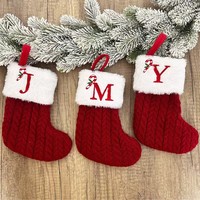 Multiple Letter Knit Plüsch Weihnachts socken zum Aufhängen von Dekorationen Candy Socks Xmas Gift Bags
