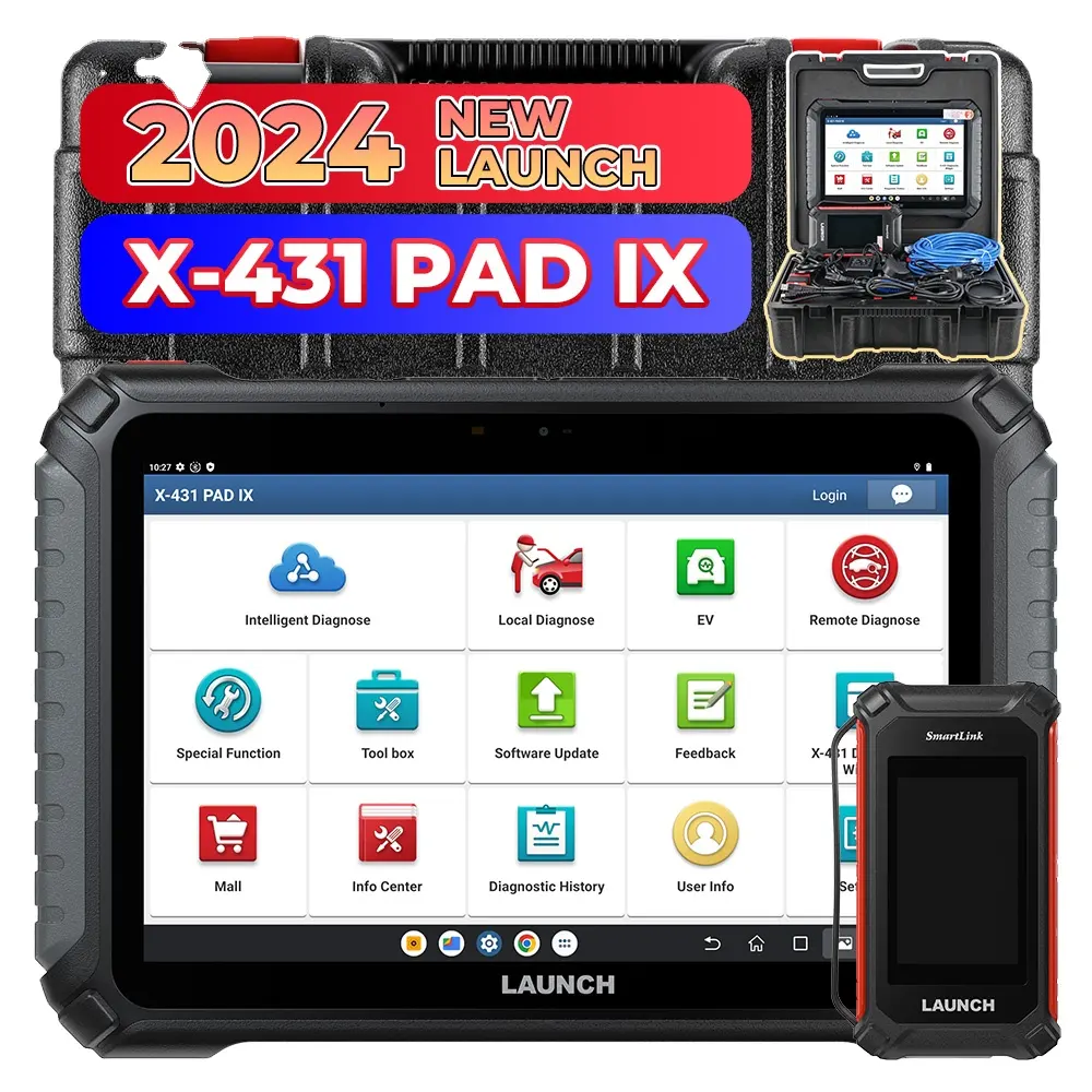 LAUNCH X431 PAD IX MAX alat pemindai diagnostik OBD, pengodean kunci pemrograman Online ECU 6V penganalisa mesin tampilan layar SDK OBD2