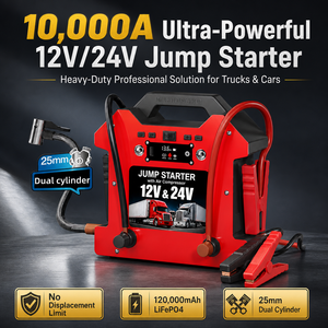 Démarreur de secours <span class=keywords><strong>12V</strong></span> 24V 10000A avec <span class=keywords><strong>batterie</strong></span> LiFePO4 et compresseur d'air à double cylindre pour tous les véhicules - Fabricant en gros - Product Image 2