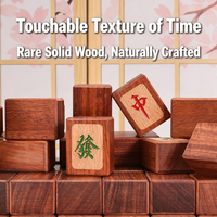Kit de jeu de Mahjong en bois de hêtre incrusté de bois de santal rouge massif, blocs de Mahjong manuels en bois pour divertissement familial à table
