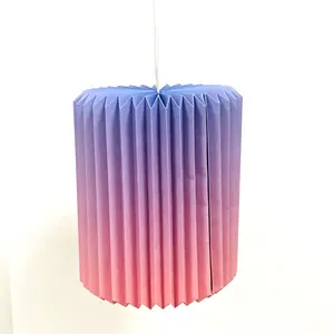 Цилиндрический абажур ручной работы из плиссированной бумаги для гостиной, Подвесная лампа