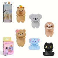 Figurines décoratives pour téléphone de la série animaux Kawaii style coréen, breloques mignonnes pour smartphone et PC, mini figurines animaux qui font la curieuse