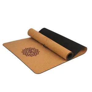 LEECORK matras Yoga gabus anti selip kustom matras Yoga Matte karet gabus ramah lingkungan organik