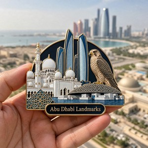 Aimants de réfrigérateur 3D personnalisés en métal émaillé, Souvenir de voyage, Logo personnalisé, Grande Mosquée d'<span class=keywords><strong>Abu</strong></span> <span class=keywords><strong>Dhabi</strong></span>, Émirats Arabes Unis - Product Image 1