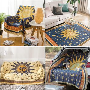 Phong cách boho 71 \ "x 51 \" hai mặt tấm thảm thiên thể ném Chăn thêu màu vàng/Xanh Tua cho trang trí phương Tây giường sofa - Product Image 2