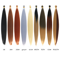 Extensions de cheveux synthétiques au crochet en fibre haute température, lisses, double trame, toutes couleurs, teintables, densité 180%-200%