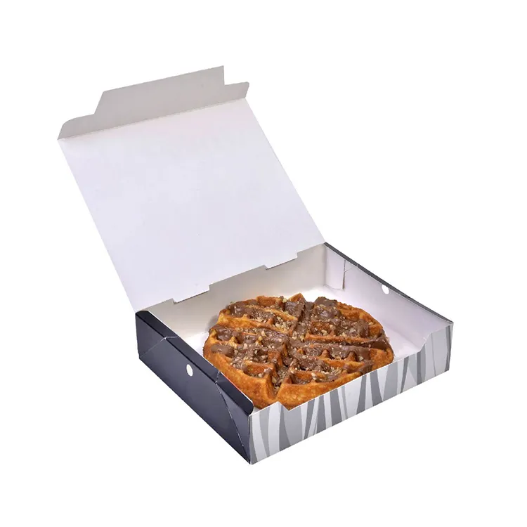 Nuevo estilo personalizado Logo patrón cartón panadería pan Donut pastelería alimentos papel paquetes galletas galleta Waffle caja de embalaje