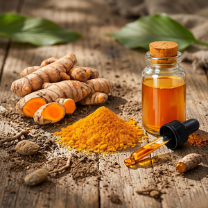 Huile essentielle de curcuma, connue pour son arôme distinctif et ses puissantes propriétés antioxydantes pour rajeunir l'esprit et le corps. - Product Image 5