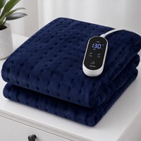 Almohadilla Eléctrica de Franela Azul Marino Personalizada OEM, 30x60cm, Controlador LED Digital, 6 Niveles de Calor, Protección de Seguridad Contra Sobrecalentamiento