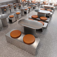 Ensemble de table à manger, style nordique minimaliste, luxe léger, style Hong Kong, meubles de restaurant en acier inoxydable, restaurants commerciaux