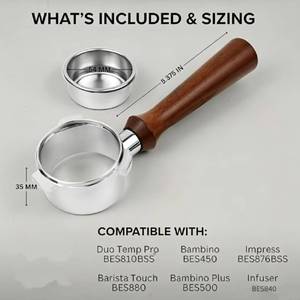 เข้ากันได้กับ <span class=keywords><strong>Breville</strong></span> <span class=keywords><strong>barista</strong></span> <span class=keywords><strong>Express</strong></span> PRO TOUCH Bambino PLUS portafilter พร้อมตะกร้าความแม่นยำ18g - Product Image 2
