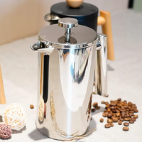 Cafetière à filtre double couche en acier inoxydable 304 pour infusion à la française, bouilloire à thé multifonctionnelle pour usage domestique