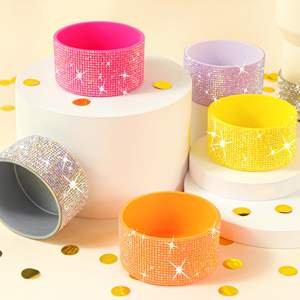 บูทซิลิโคนประกายเพชรสำหรับแก้ว Stanley ขนาด40/30/20ออนซ์สำหรับนักเดินทางที่ชอบน้ำไม่ซับซ้อนทันสมัยสำหรับแก้ว owala ขนาด40ออนซ์ - Product Image 1