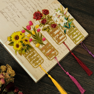 High Quality UV Bookmarks Laser Engraved Hollow <strong>Craving</strong> Enamel Custom Metal Bookmark - Product Image 1